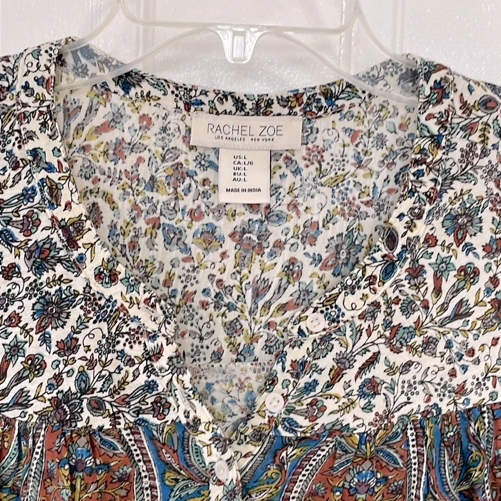 Rachel Zoe multicolored sleeveless Button Front Top, Size L - Picture 5 of 9